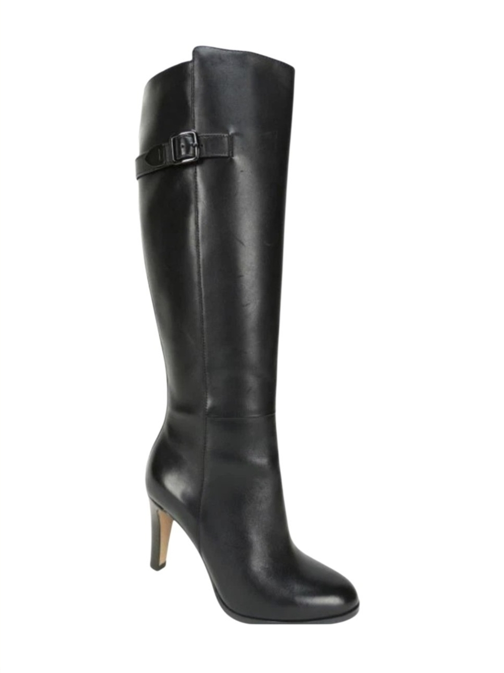 Coach Jo Black Calf Semi Matte Tall Leather Knee-High Heeled Zippered Boots 9.5